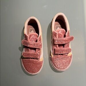 Vans Pink Glitter Sneakers with Velcro Straps